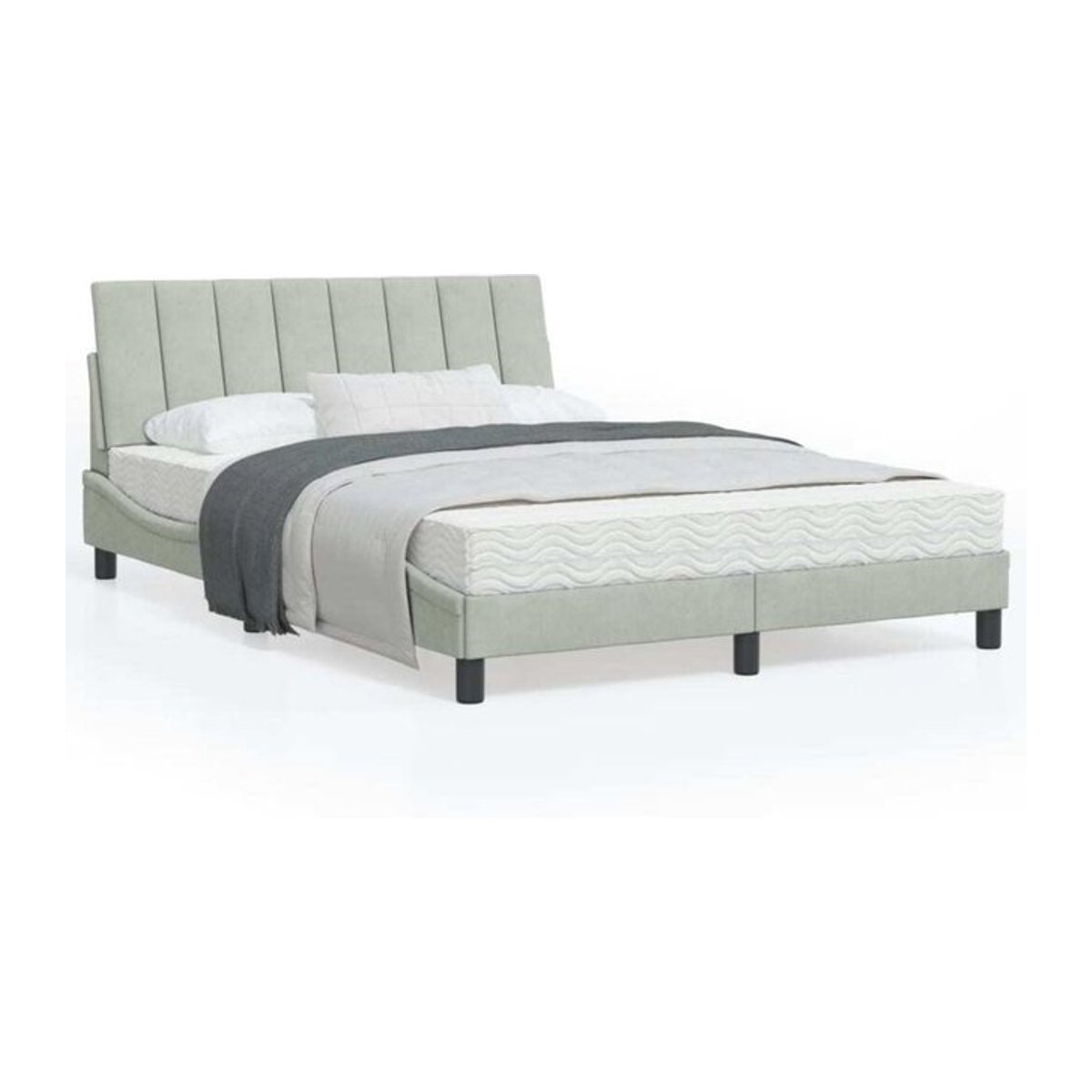 Polsterbett Hanko von vidaxl mit Matratze in Grau, Modernes Samt-Bett mit Metallgestell, B/T: 120 x 200 cm - Bild 1