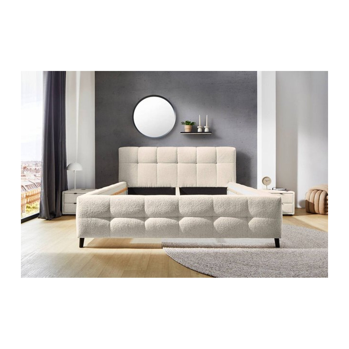 Polsterbett Lucy in Beige aus Bouclé und Polyester, B/L: 180 x 200 cm - Bild 1