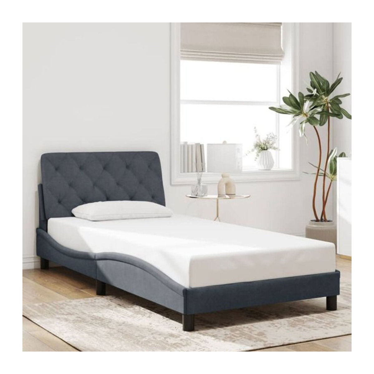 Polsterbett vidaxl aus Samt in Anthrazit, B/T: 100 x 200 cm - Bild 1