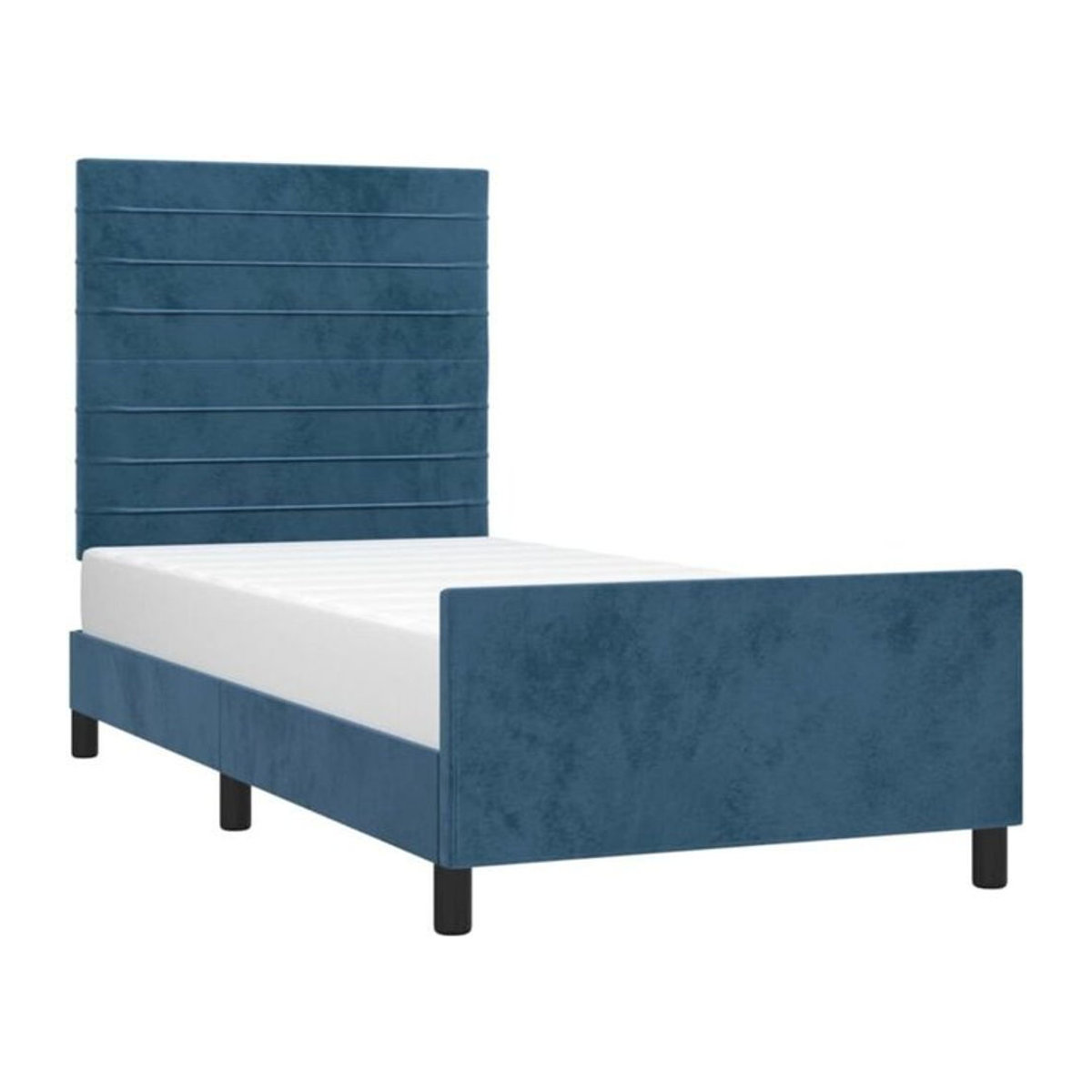 Polsterbett Vidaxl aus Samt und Massivholz in Blau, B/T/H: 90 x 200 x 128 cm - Bild 1