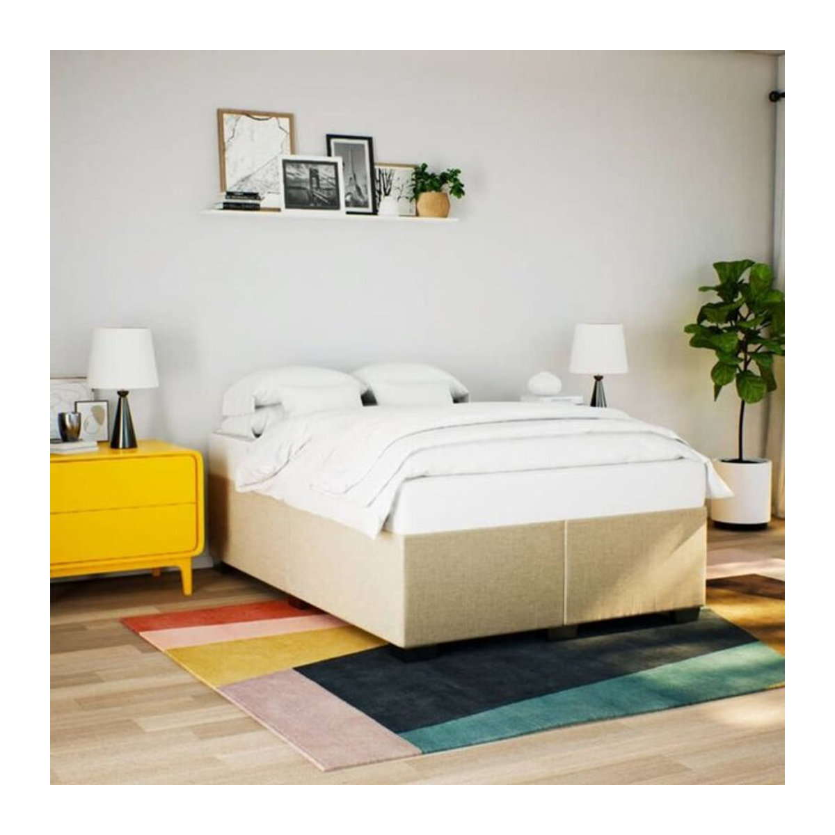 Polsterbett vidaxl aus Stoff und Holz in Beige, B/T/H: 160 x 200 cm - Bild 1