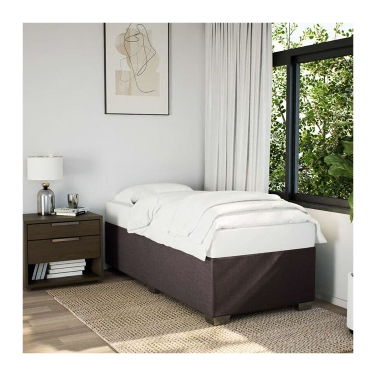 Polsterbett vidaxl aus Stoff und Holzwerkstoff in Braun, B/T/H: 90 x 200 cm - Bild 1