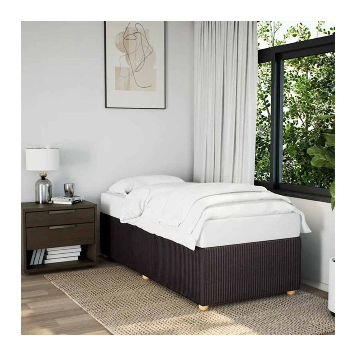 Polsterbett vidaxl aus Stoff und Holzwerkstoff in Braun, B/T/H: 90 x 200 x 46 cm - Bild 1