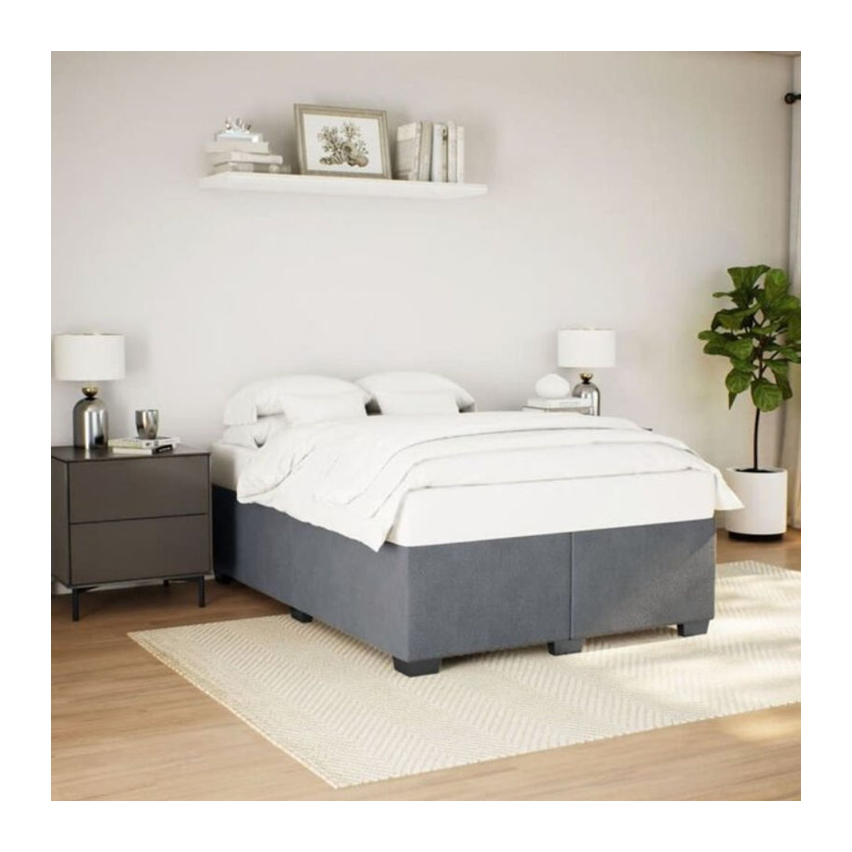 Polsterbett Vidaxl in Anthrazit aus Samt und Holzwerkstoff, B/T/H: 160 x 200 x 46 cm - Bild 1