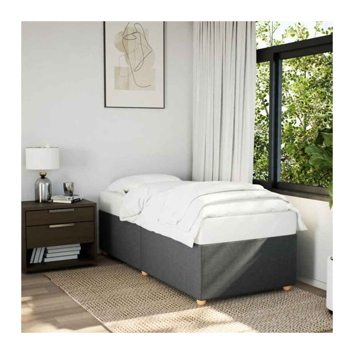 Polsterbett vidaxl in Anthrazit aus Stoff und Holzwerkstoff, B/T: 100 x 200 cm - Bild 1
