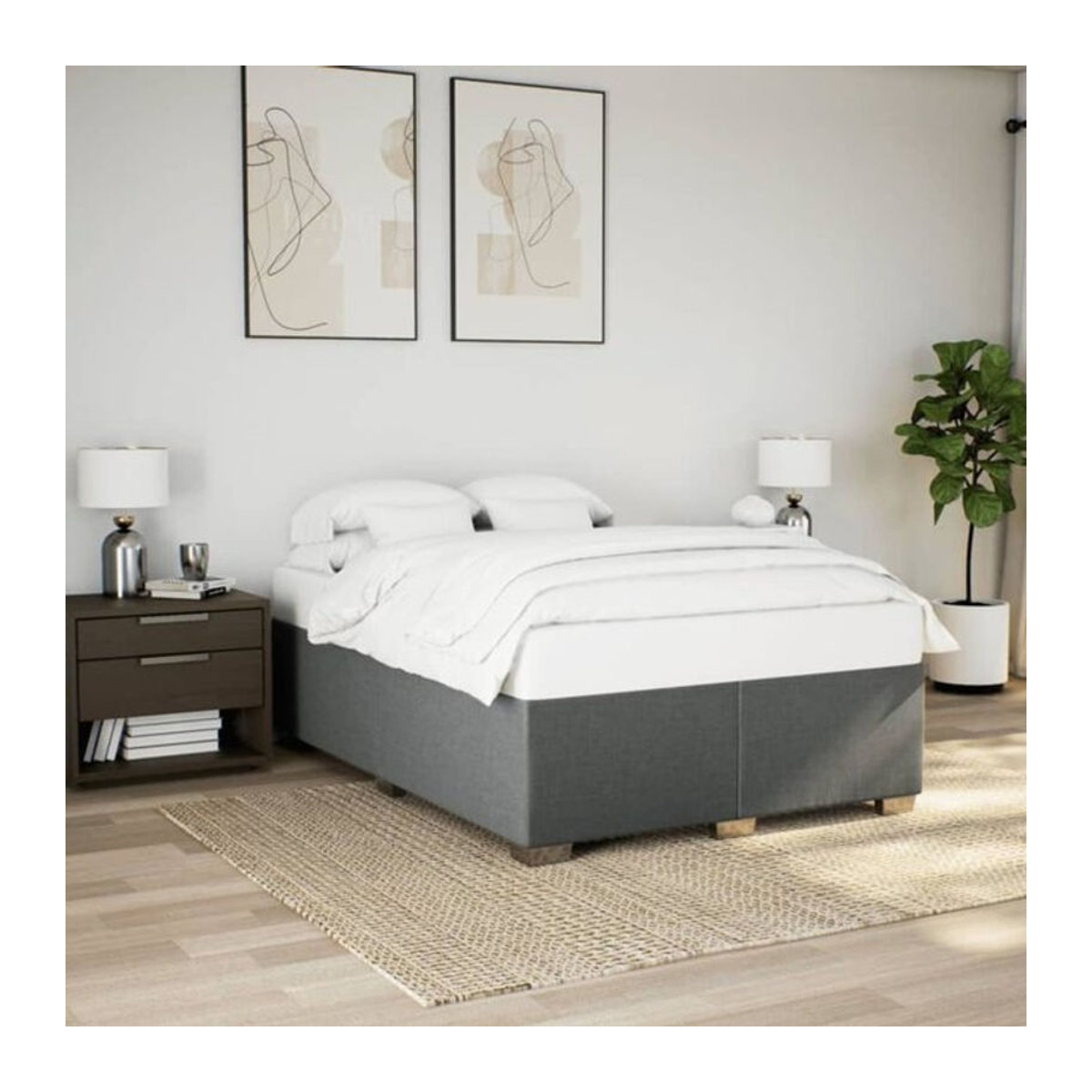 Polsterbett vidaxl in Anthrazit aus Stoff und Holzwerkstoff, B/T: 160 x 200 cm - Bild 1