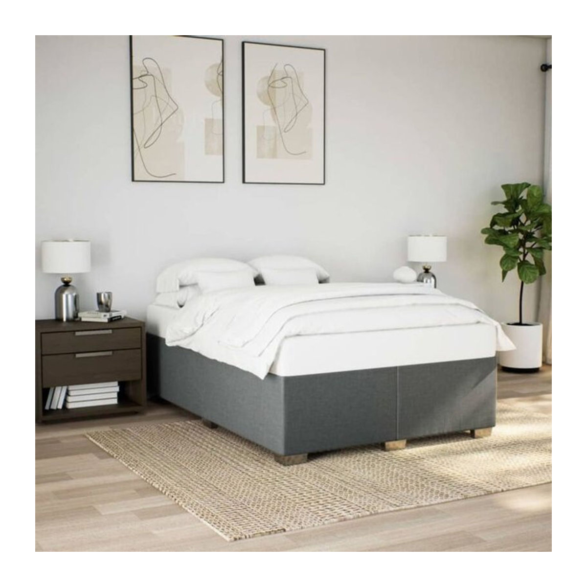 Polsterbett vidaxl in Anthrazit aus Stoff und Holzwerkstoff, B/T/H: 140 x 200 cm - Bild 1