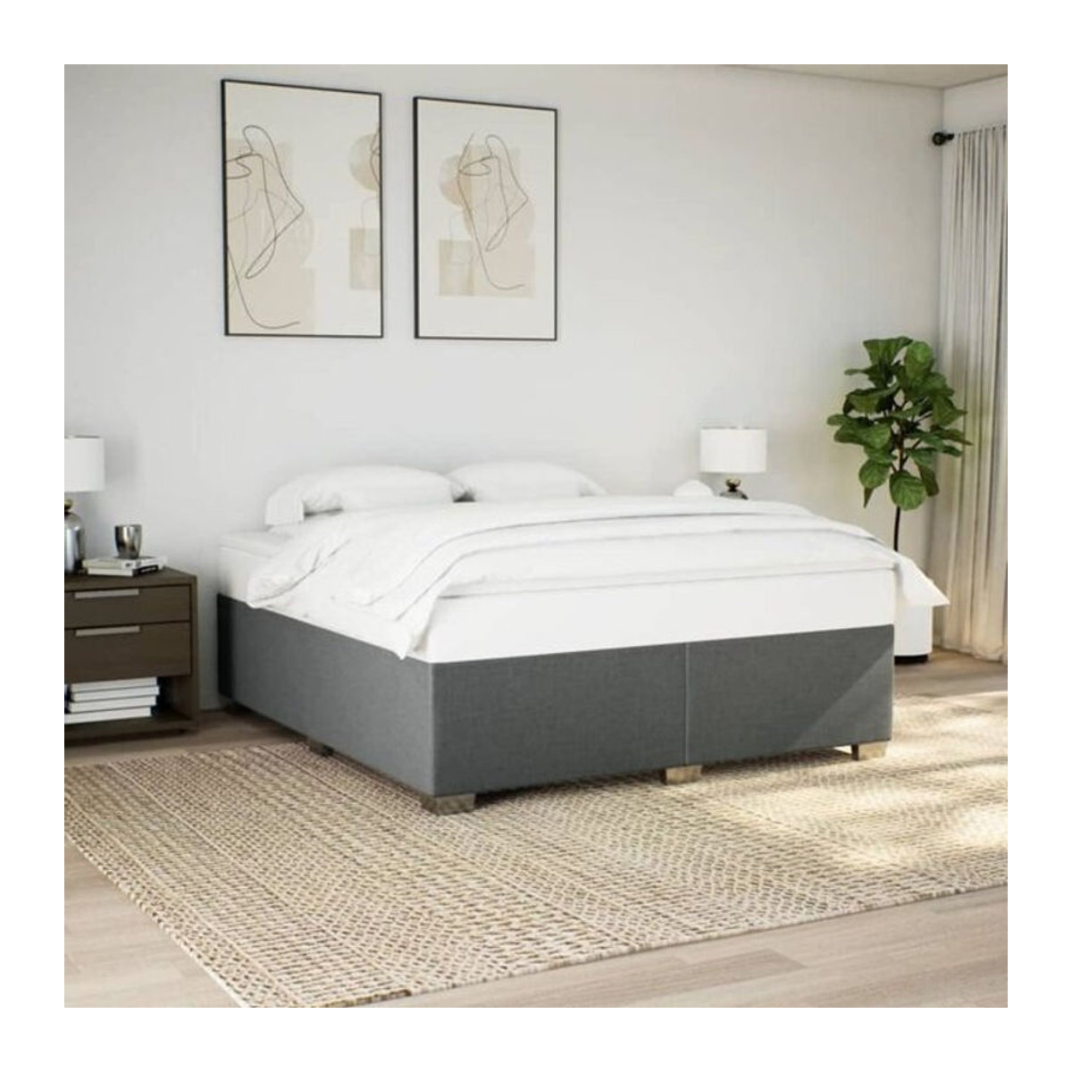 Polsterbett vidaxl in Anthrazit aus Stoff und Holzwerkstoff, B/T/H: 180 x 200 x 46 cm - Bild 1