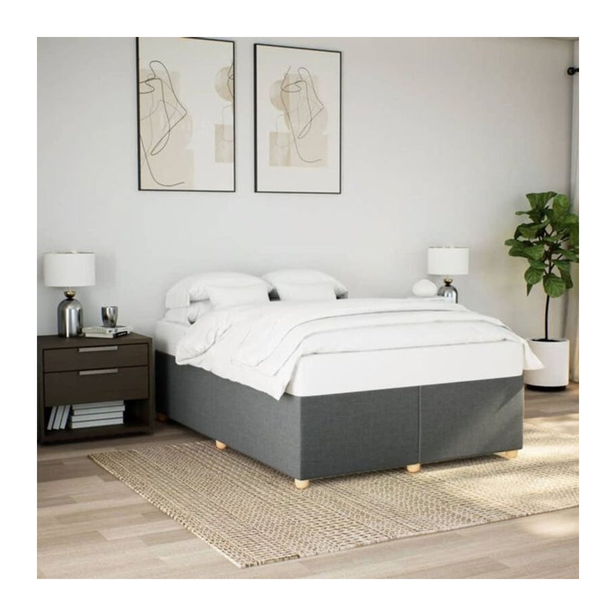 Polsterbett vidaxl in Anthrazit aus Stoff und Kiefer, B/T: 160 x 200 cm - Bild 1
