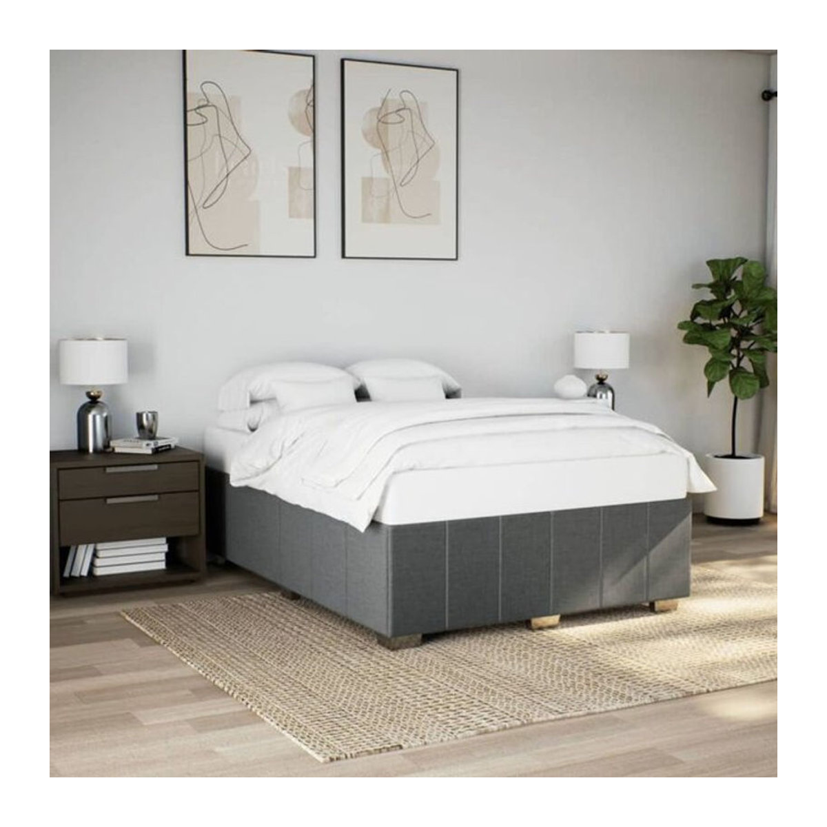 Polsterbett vidaxl in Anthrazit Grau aus Stoff und Holz B/T/H: 140 x 200 cm - Bild 1
