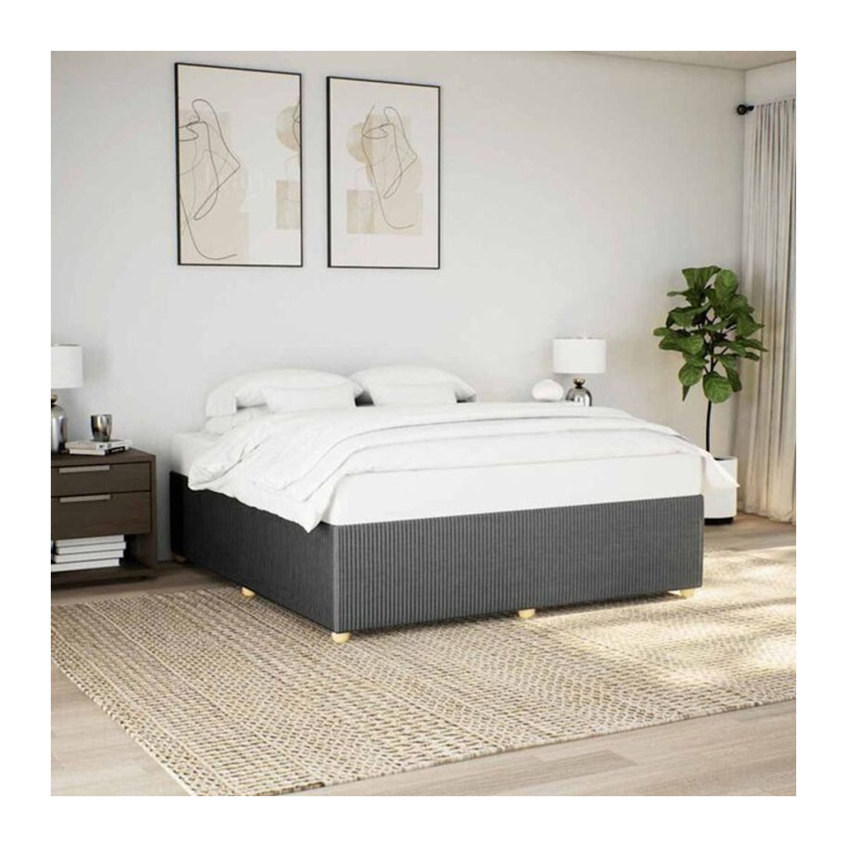 Polsterbett Vidaxl in Anthrazit Grau aus Stoff und Holz B/T/H: 200 x 200 x 46 cm - Bild 1