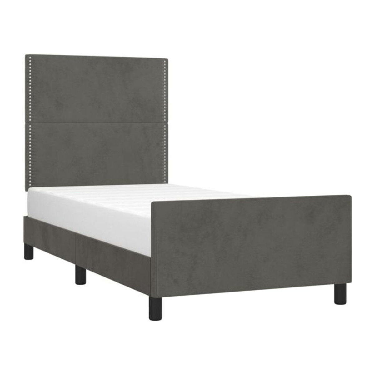 Polsterbett Vidaxl in Anthrazit und Grau aus Samt und Massivholz, B/T/H: 90 x 200 x 128 cm - Bild 1