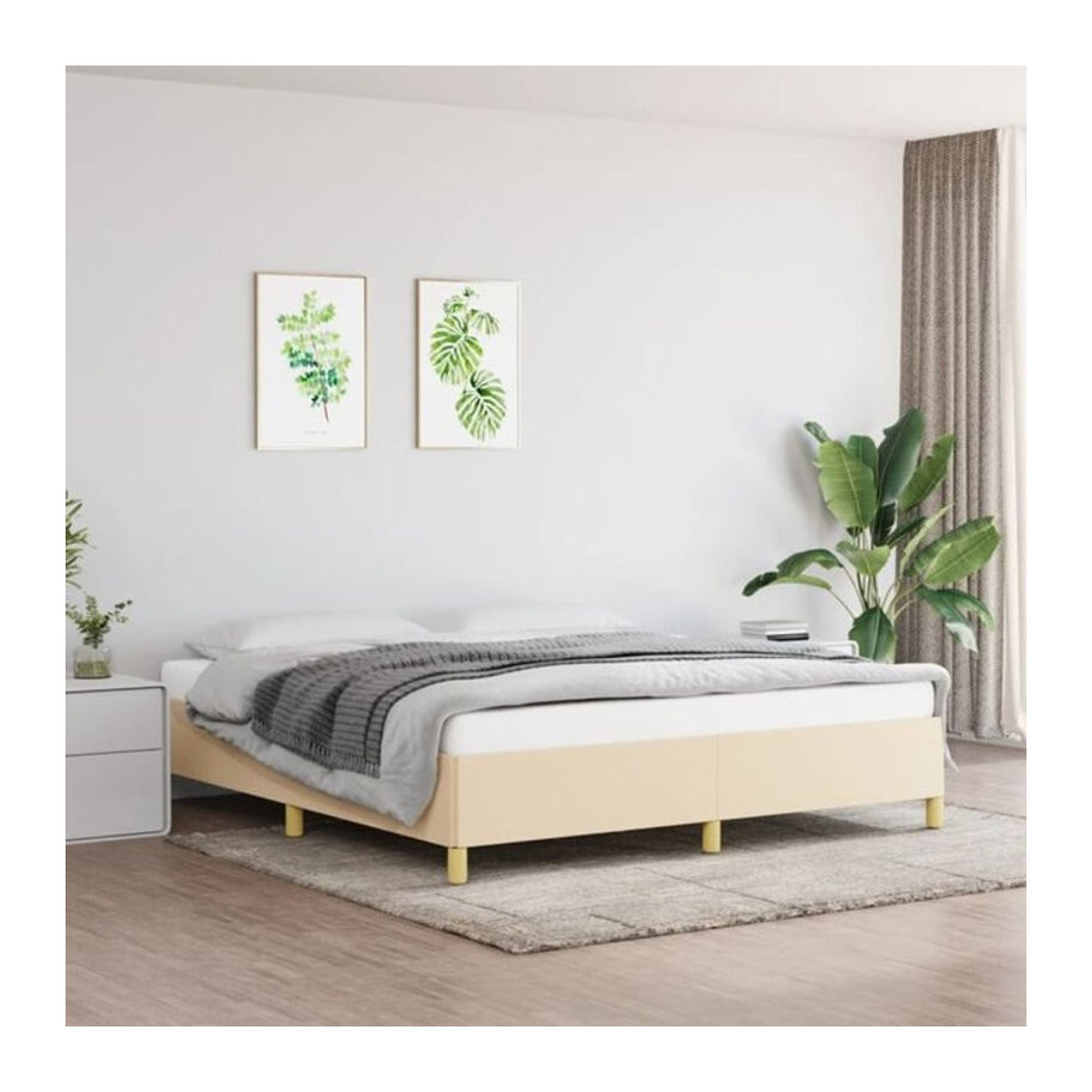 Polsterbett vidaxl in Beige aus Stoff und Holzwerkstoff, B/T/H: 160 x 200 cm - Bild 1