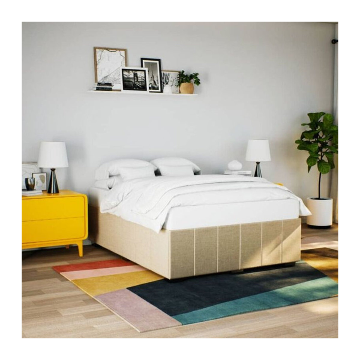 Polsterbett vidaxl in Beige aus Stoff und Kiefer, B/T/H: 140 x 200 cm - Bild 1