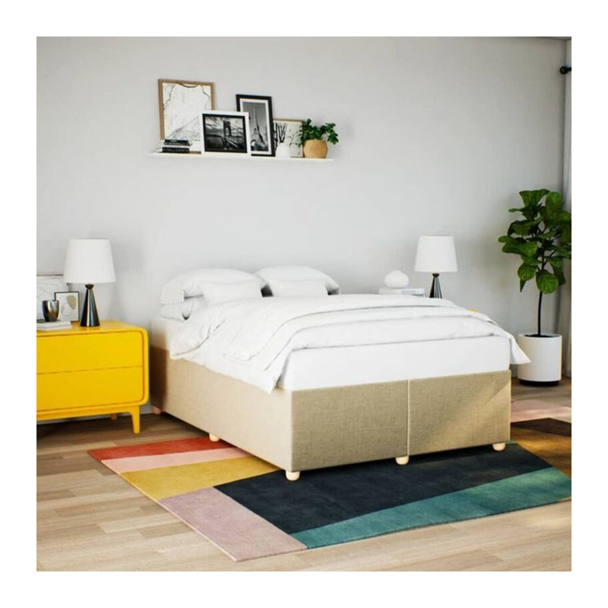 Polsterbett vidaxl in Beige aus Stoff und Kiefer, B/T/H: 140 x 200 cm - Bild 1