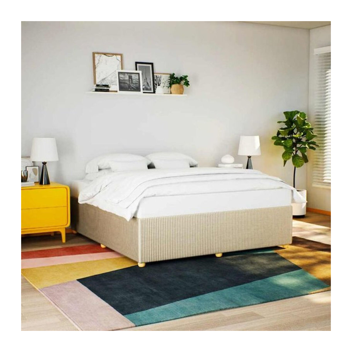 Polsterbett vidaxl in Beige aus Stoff und Kiefer, B/T/H: 200 x 200 x 46 cm - Bild 1