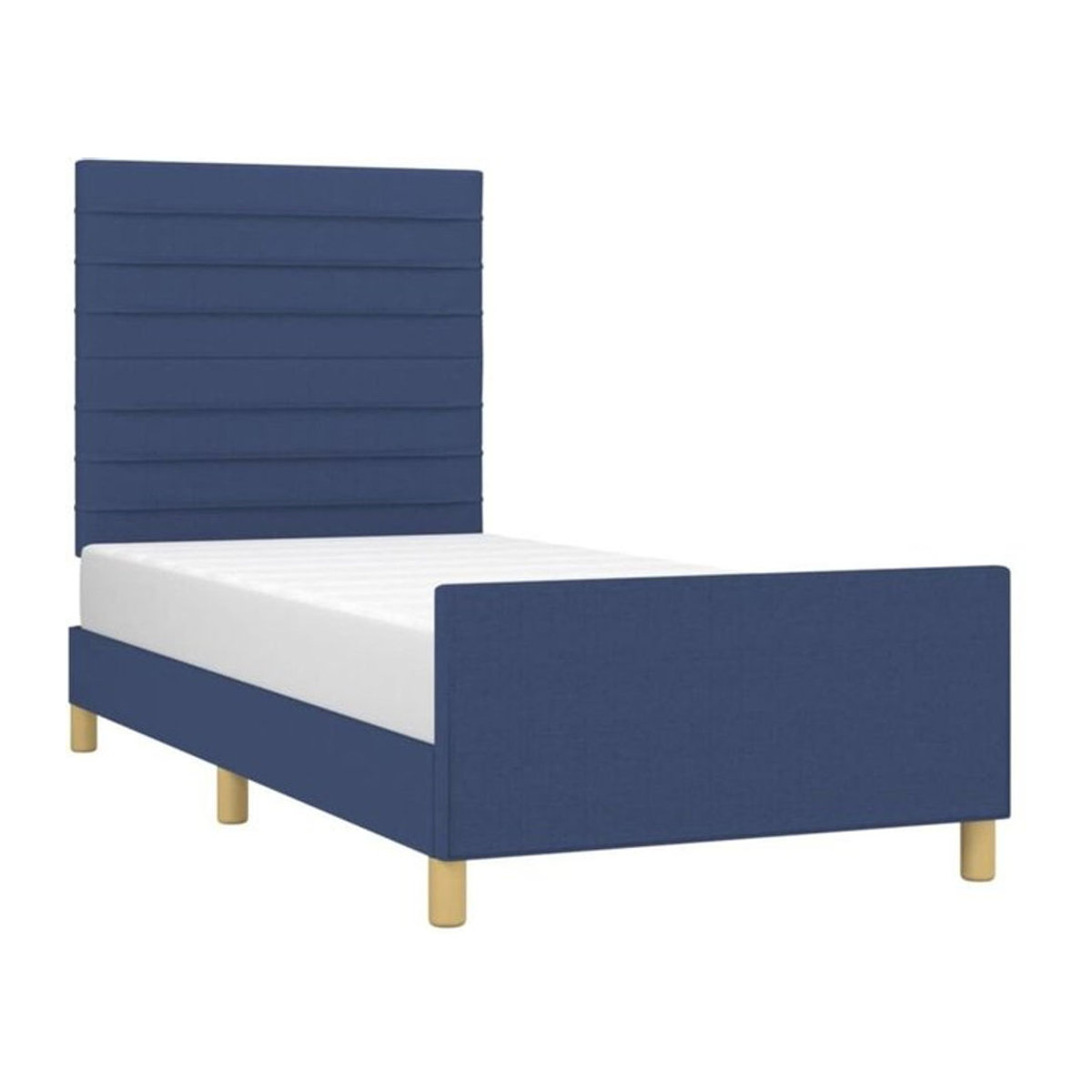 Polsterbett vidaxl in Blau aus Stoff und Massivholz, Modernes Bettgestell ohne Matratze, B/T: 100 x 200 cm - Bild 1