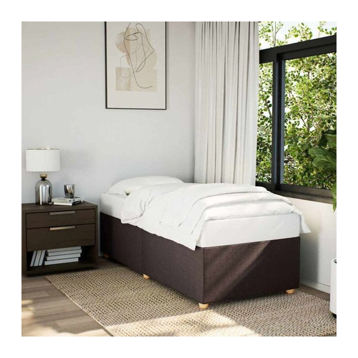 Polsterbett vidaxl in Braun aus Stoff, Modernes Bettgestell ohne Matratze, B/T: 90 x 200 cm - Bild 1