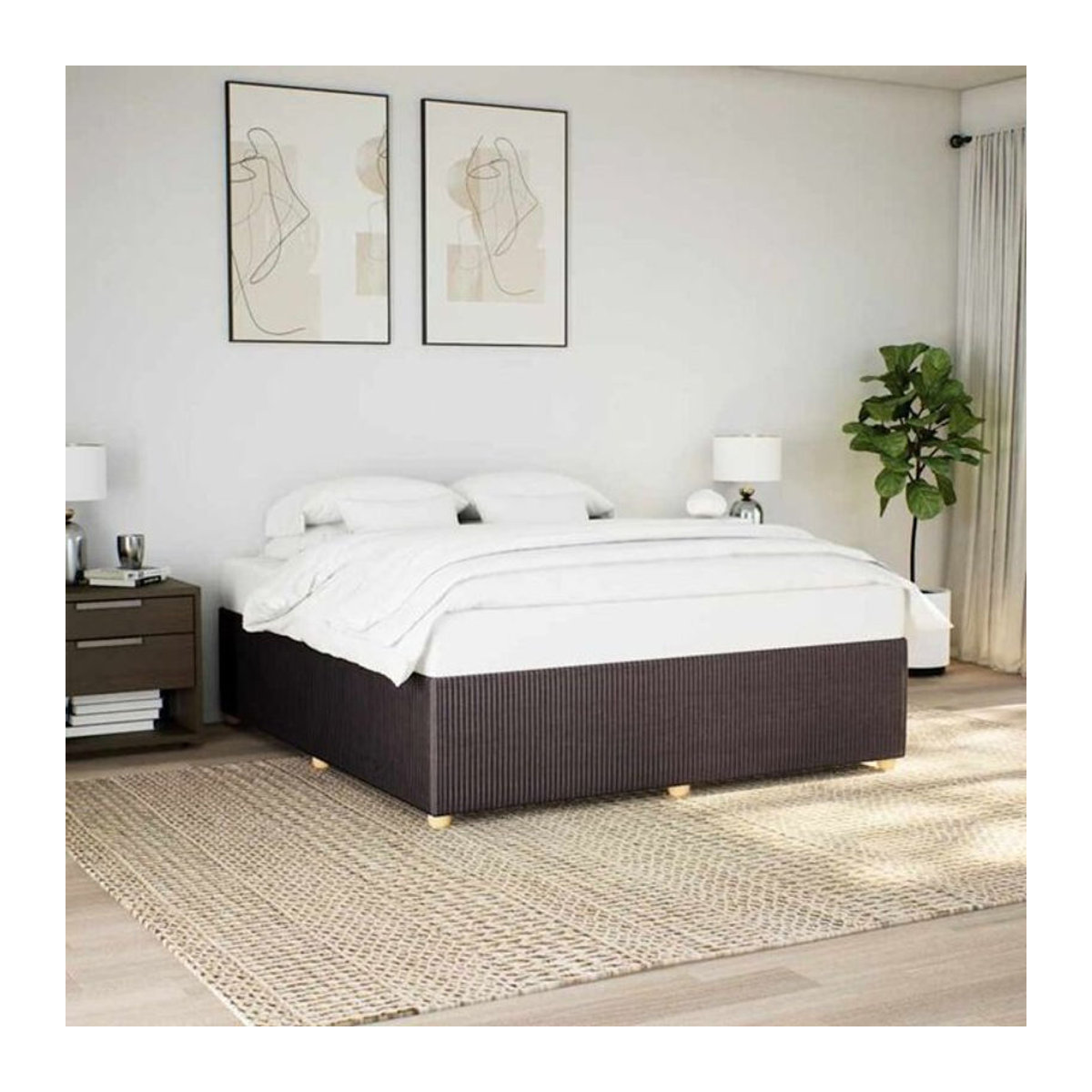 Polsterbett vidaxl in Braun aus Stoff und Holz, Modernes Bettgestell ohne Matratze, B/T: 200 x 200 cm - Bild 1