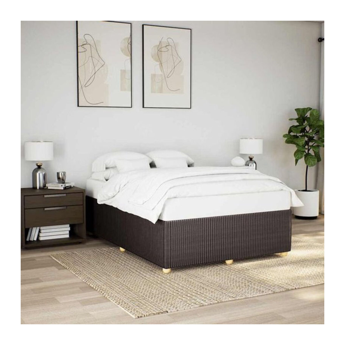 Polsterbett vidaxl in Braun aus Stoff und Holzwerkstoff, B/T/H: 140 x 190 x 46 cm - Bild 1