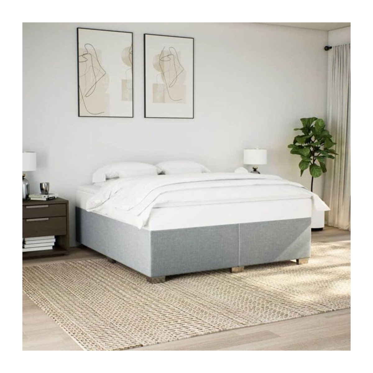 Polsterbett vidaxl in Grau aus Stoff und Holzwerkstoff, B/T: 200 x 200 cm - Bild 1
