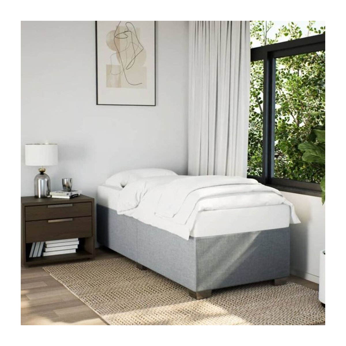 Polsterbett vidaxl in Grau aus Stoff und Holzwerkstoff, B/T/H: 100 x 200 x 46 cm - Bild 1