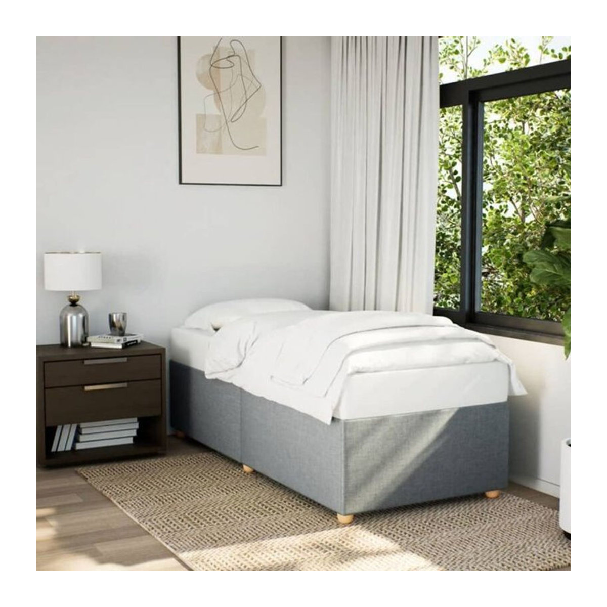 Polsterbett vidaxl in Grau aus Stoff und Holzwerkstoff, B/T/H: 90 x 190 x 46 cm - Bild 1