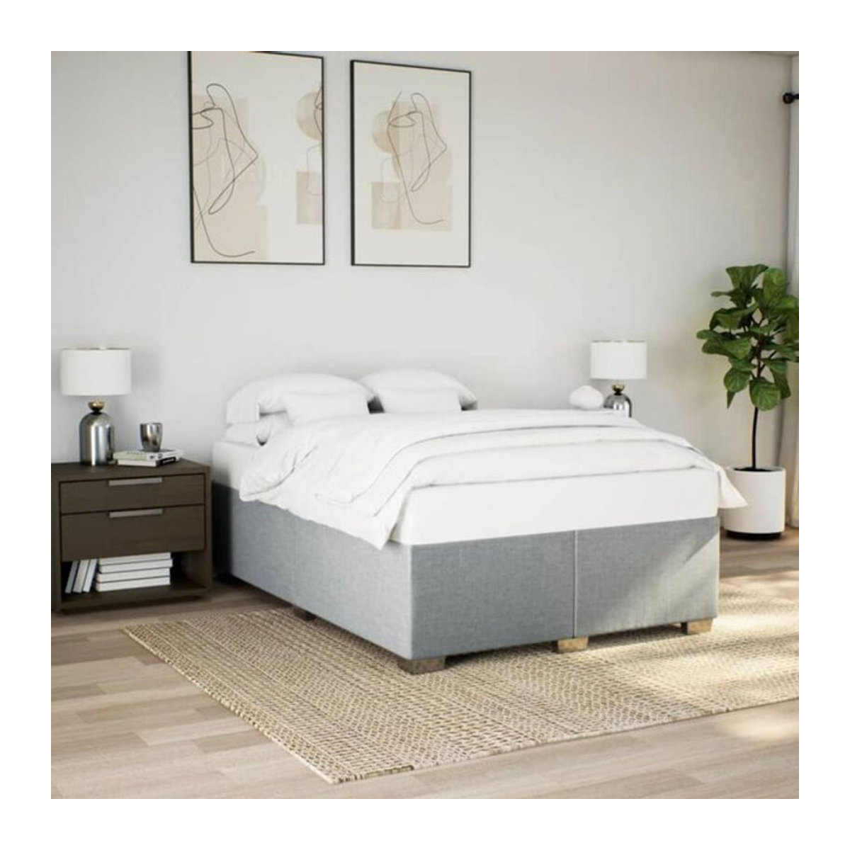 Polsterbett Vidaxl in Grau aus Stoff und Kiefer, B/T: 140 x 200 cm - Bild 1