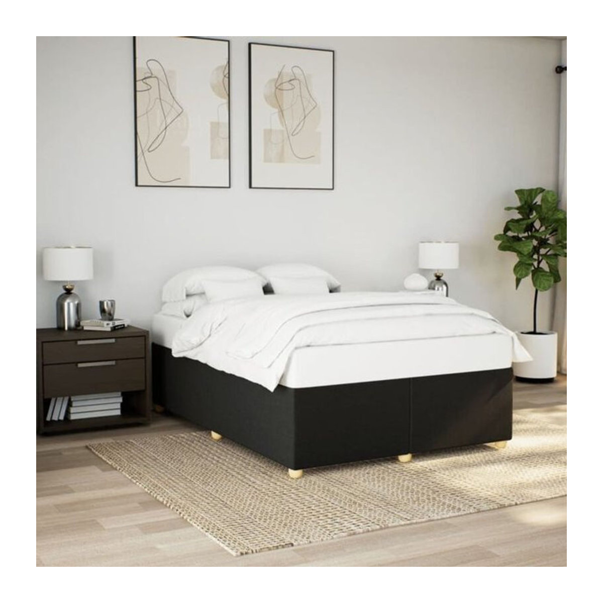 Polsterbett Vidaxl in Schwarz aus Stoff und Holzwerkstoff, B/T: 140 x 200 cm - Bild 1