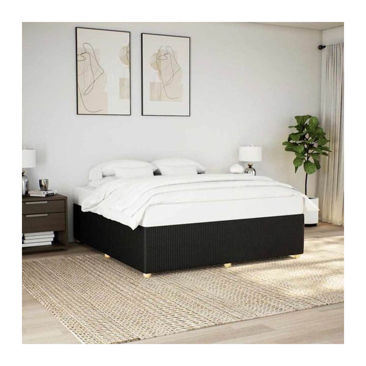 Polsterbett vidaxl in Schwarz aus Stoff und Holzwerkstoff B/T: 200 x 200 cm - Bild 1