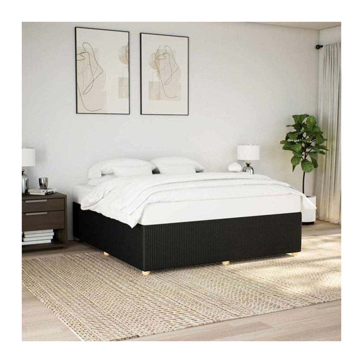 Polsterbett vidaxl in Schwarz aus Stoff und Holzwerkstoff, B/T/H: 180 x 200 x 46 cm - Bild 1