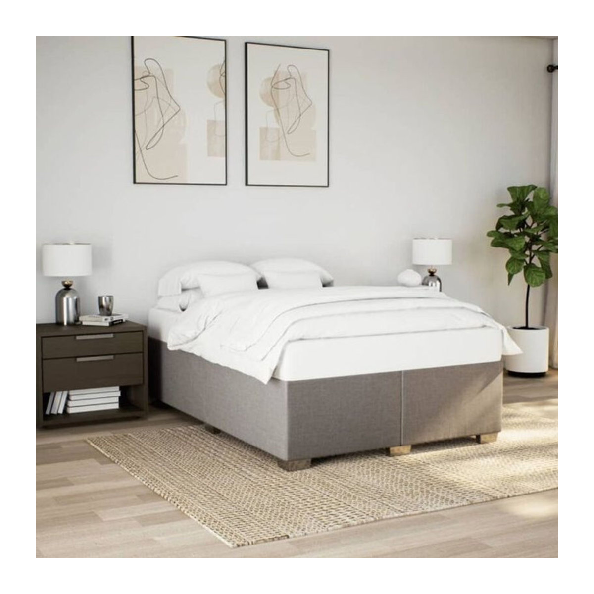 Polsterbett Vidaxl in Taupe meliert aus Stoff und Holzwerkstoff, B/T/H: 140 x 190 x 46 cm - Bild 1