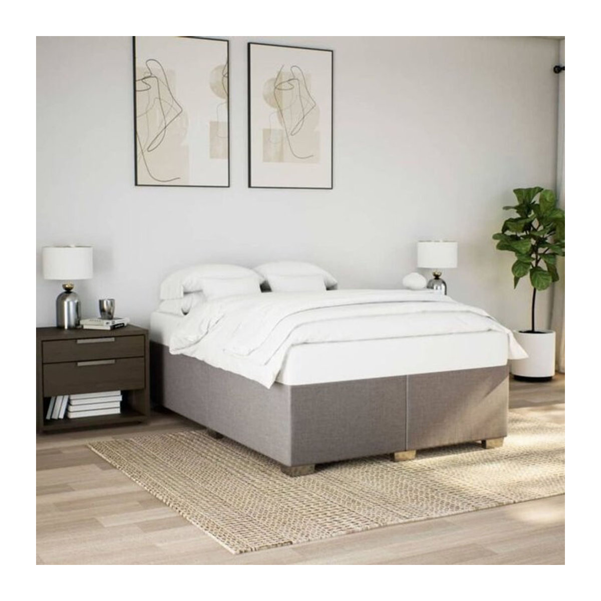 Polsterbett vidaxl in Taupe meliert aus Stoff und Holzwerkstoff, B/T/H: 140 x 200 cm - Bild 1