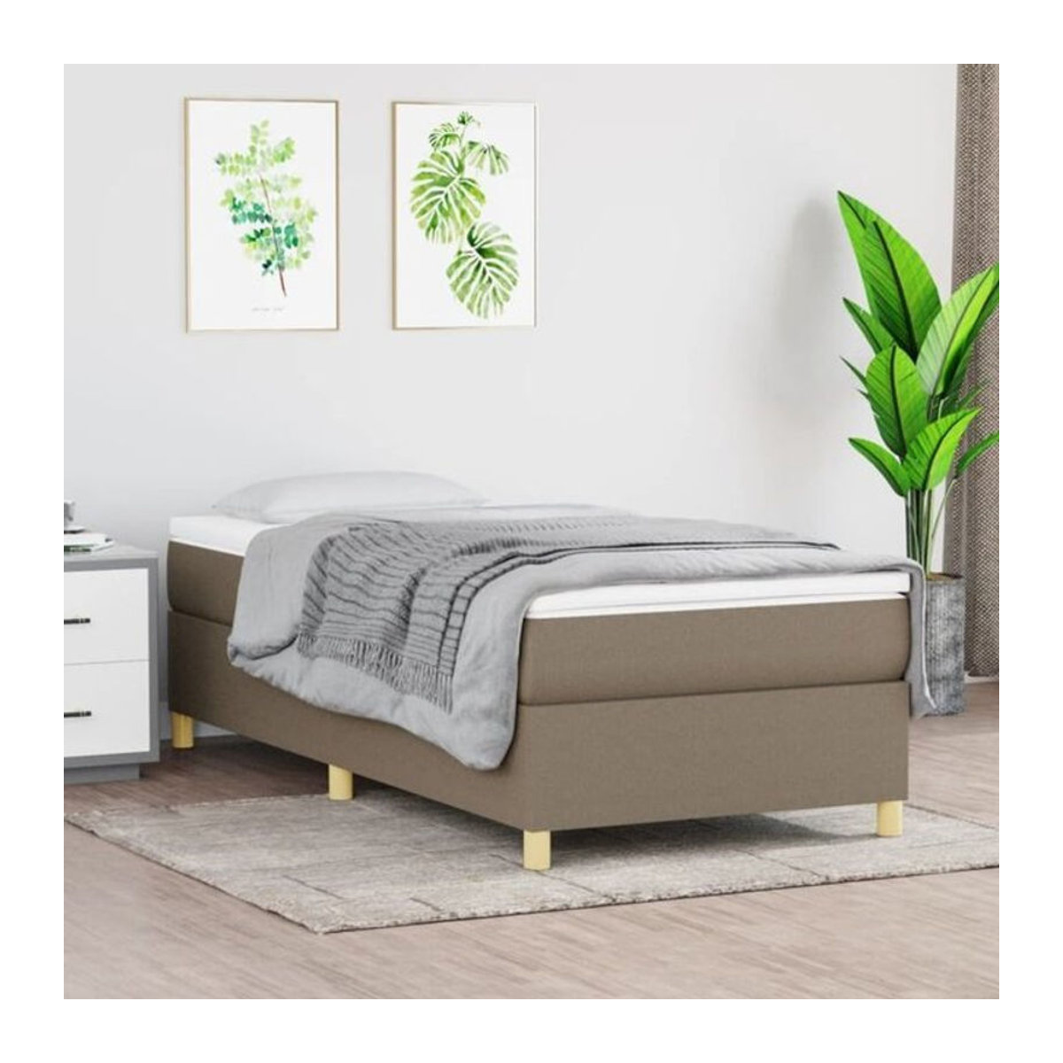 Polsterbett vidaxl in Taupe meliert aus Stoff und Holzwerkstoff, B/T/H: 190 x 90 x 35 cm - Bild 1