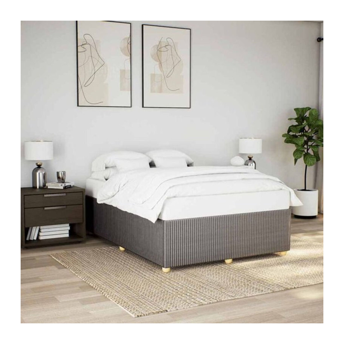 Polsterbett Vidaxl in Taupe Meliert aus Stoff und Kiefer, B/T: 140 x 190 cm - Bild 1