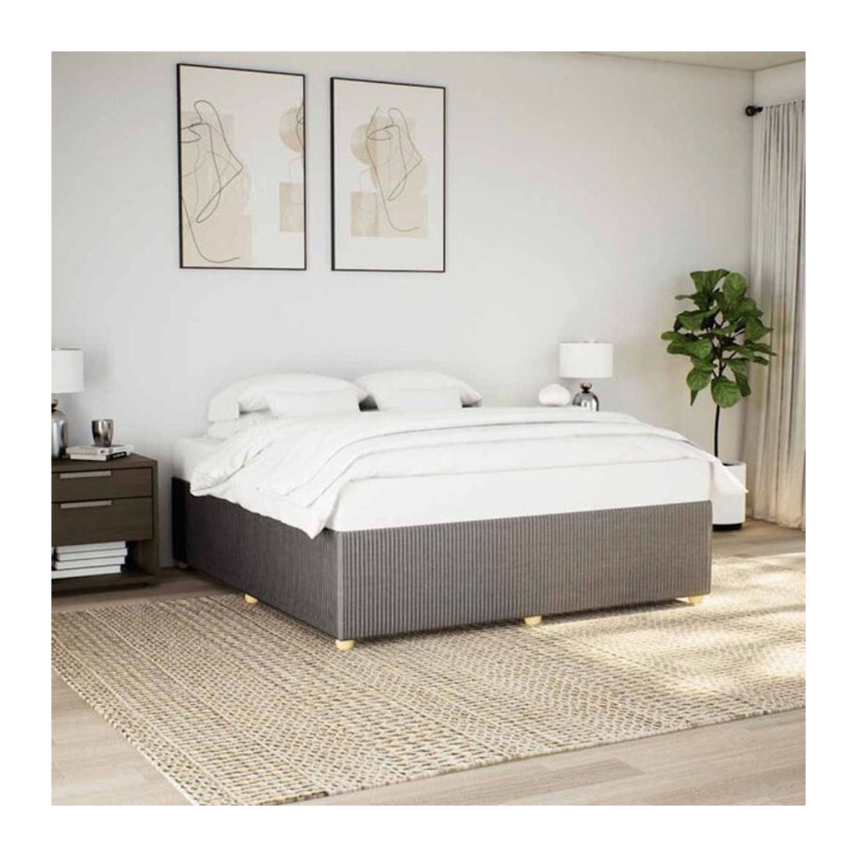 Polsterbett vidaxl in Taupe meliert aus Stoff und Kiefer, B/T: 180 x 200 cm - Bild 1