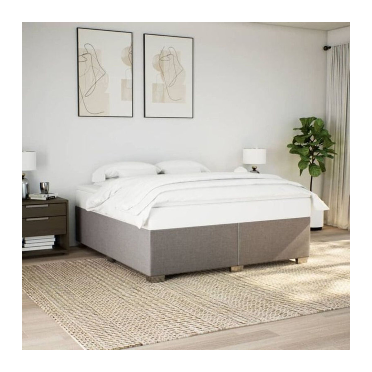 Polsterbett Vidaxl in Taupe Meliert aus Stoff und Kiefer, B/T: 200 x 200 cm - Bild 1
