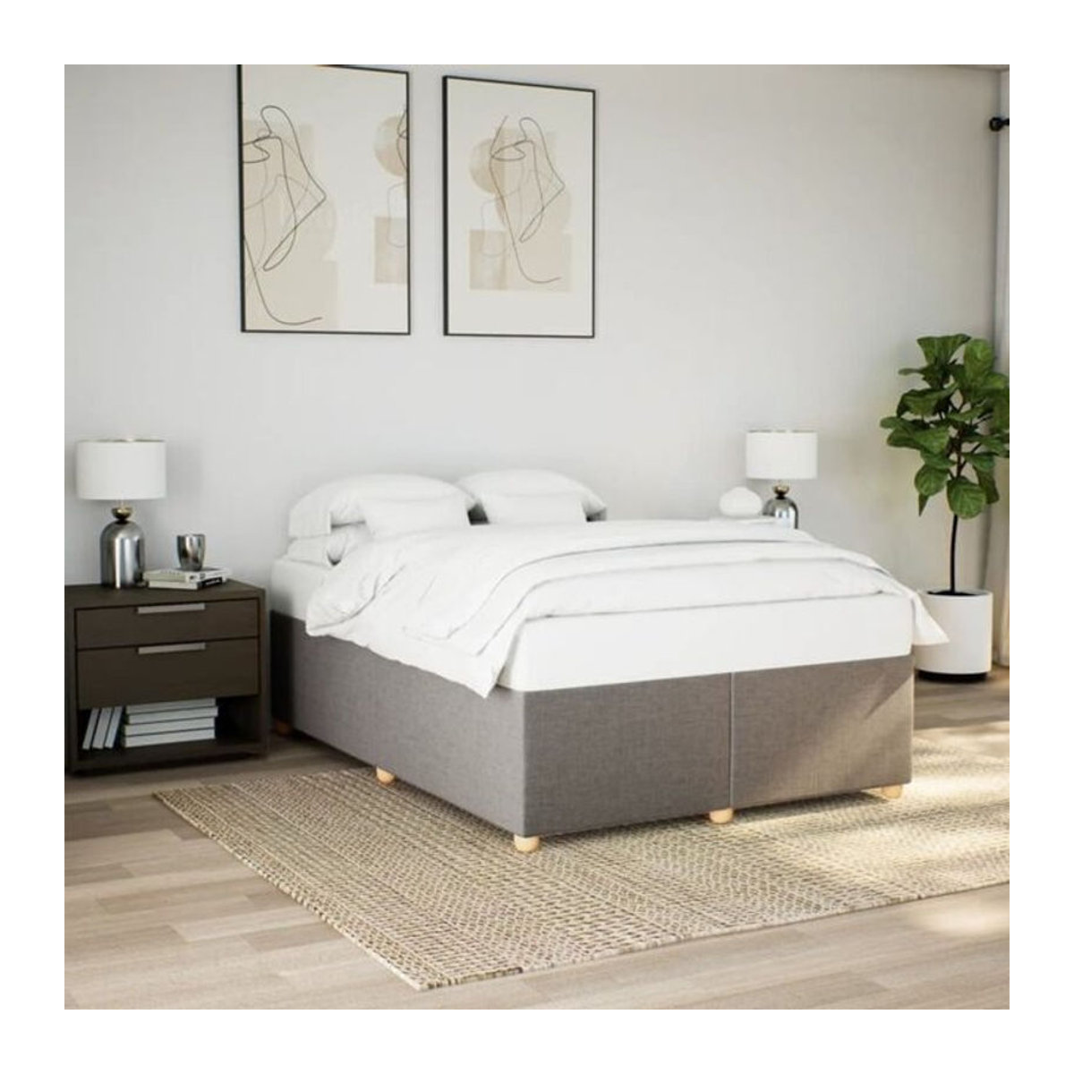 Polsterbett vidaxl in Taupe meliert mit Kiefer und Holzwerkstoff, B/T/H: 140 x 200 cm - Bild 1