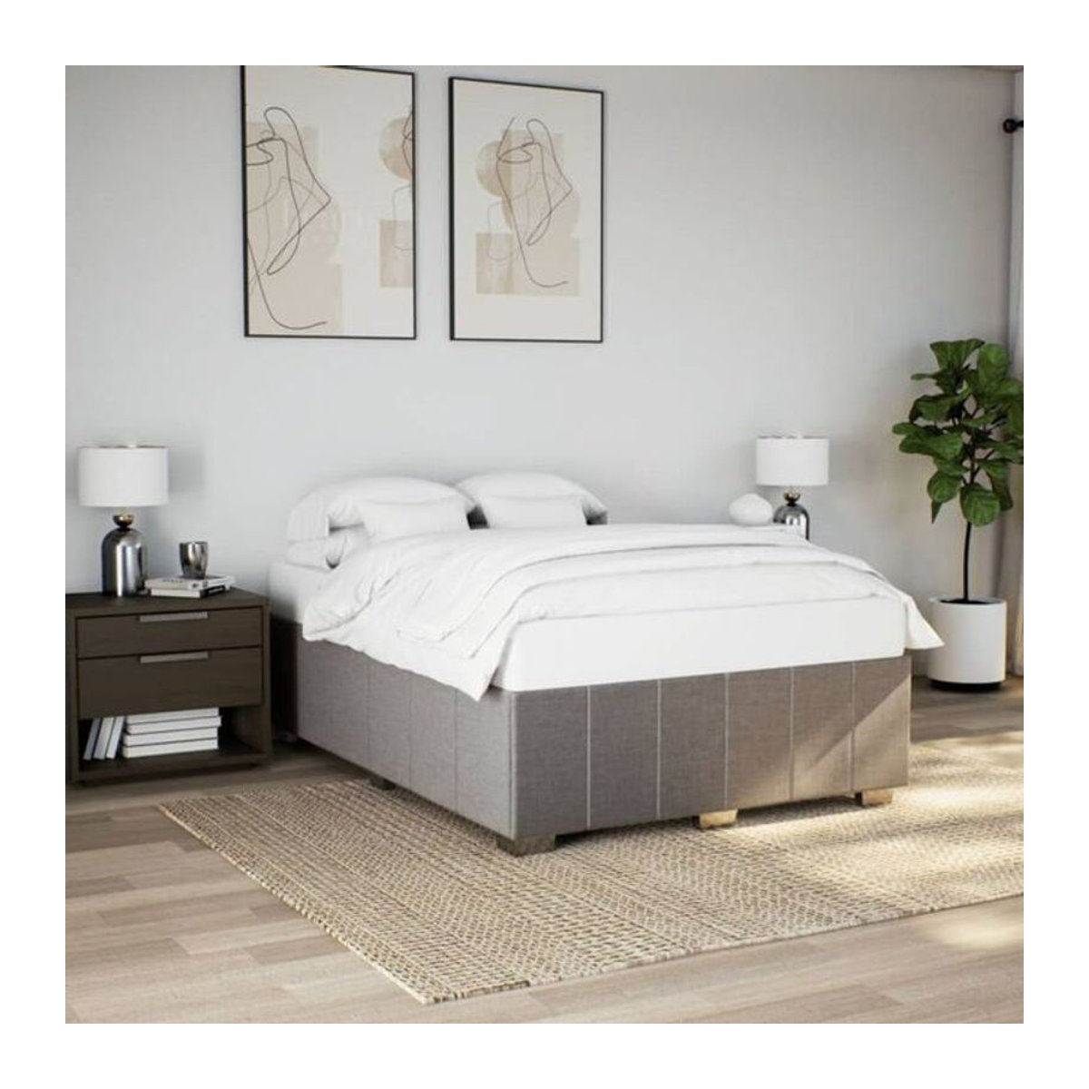 Polsterbett vidaxl in Taupe meliert mit Stoff und Holz, B/T/H: 140 x 200 cm - Bild 1