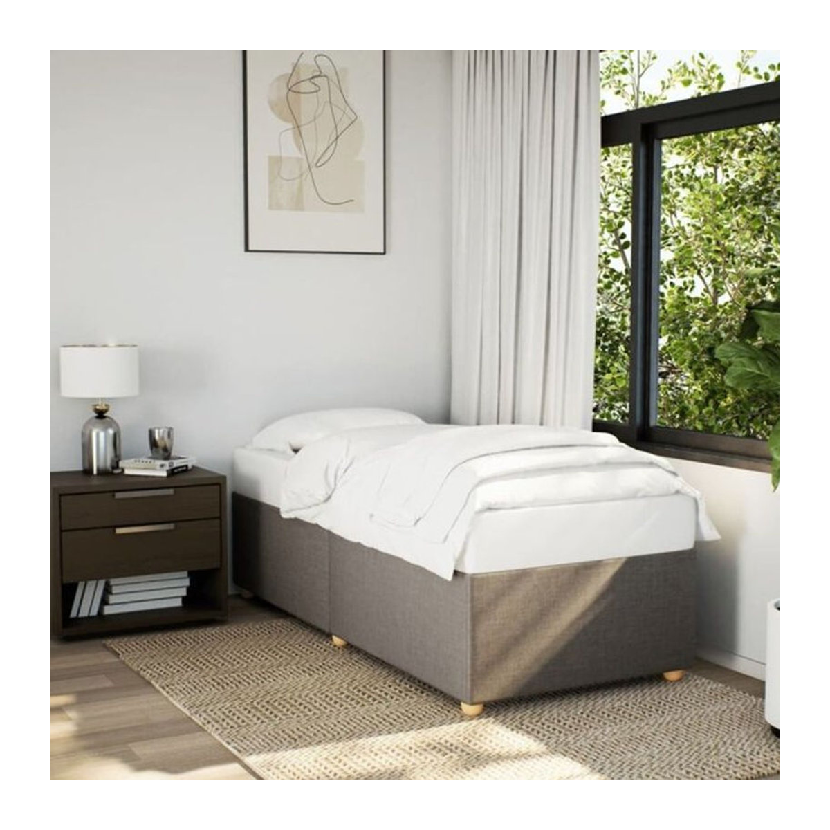 Polsterbett vidaxl in Taupe meliert, modernes Bettgestell aus Stoff ohne Matratze, B/T: 100 x 200 cm - Bild 1
