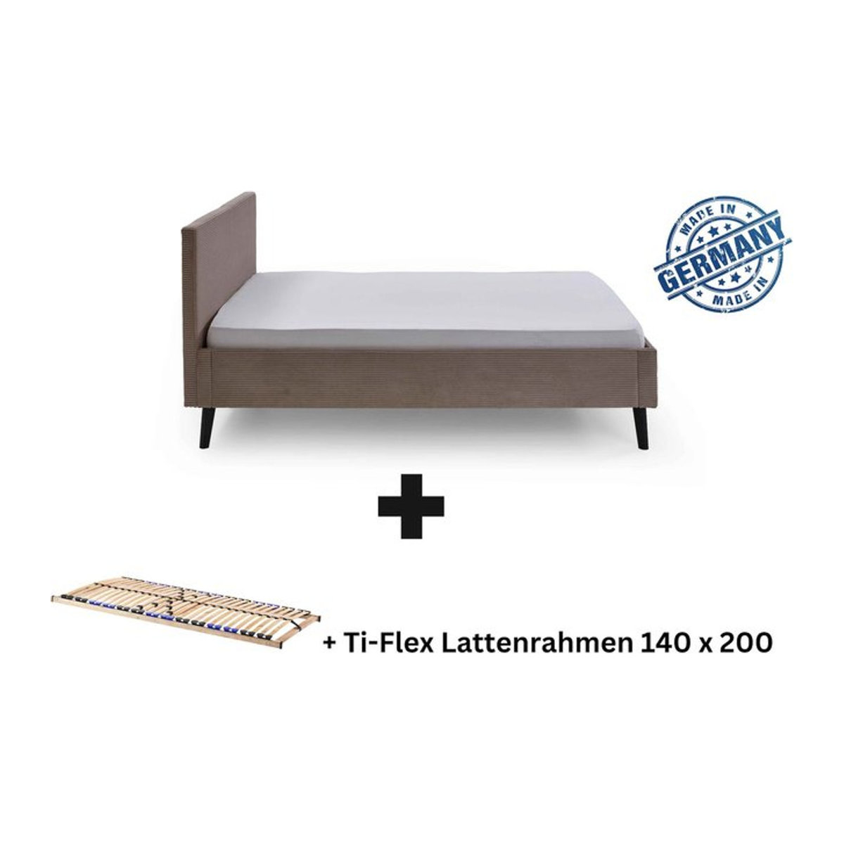 Polsterbett Viola von Aileenstore in Taupe meliert, B/T/H: 140 x 200 cm - Bild 1