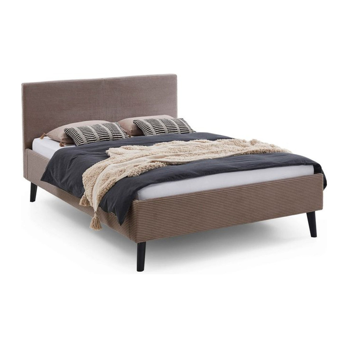 Polsterbett Viola von Aileenstore in Taupe meliert mit Kopfteil, B/T: 140 x 200 cm - Bild 1