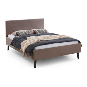 Polsterbett Viola von Aileenstore in Taupe meliert mit Kopfteil, B/T: 140 x 200 cm