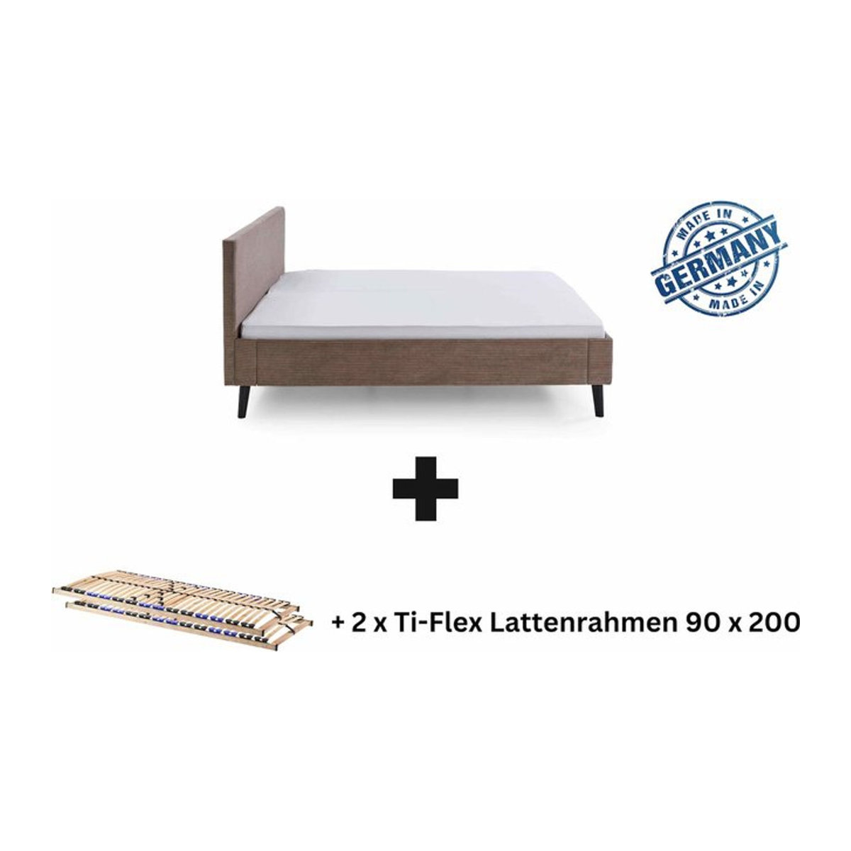 Polsterbett Viola von Aileenstore in Taupe meliert mit Kopfteil B/T: 180 x 200 cm - Bild 1