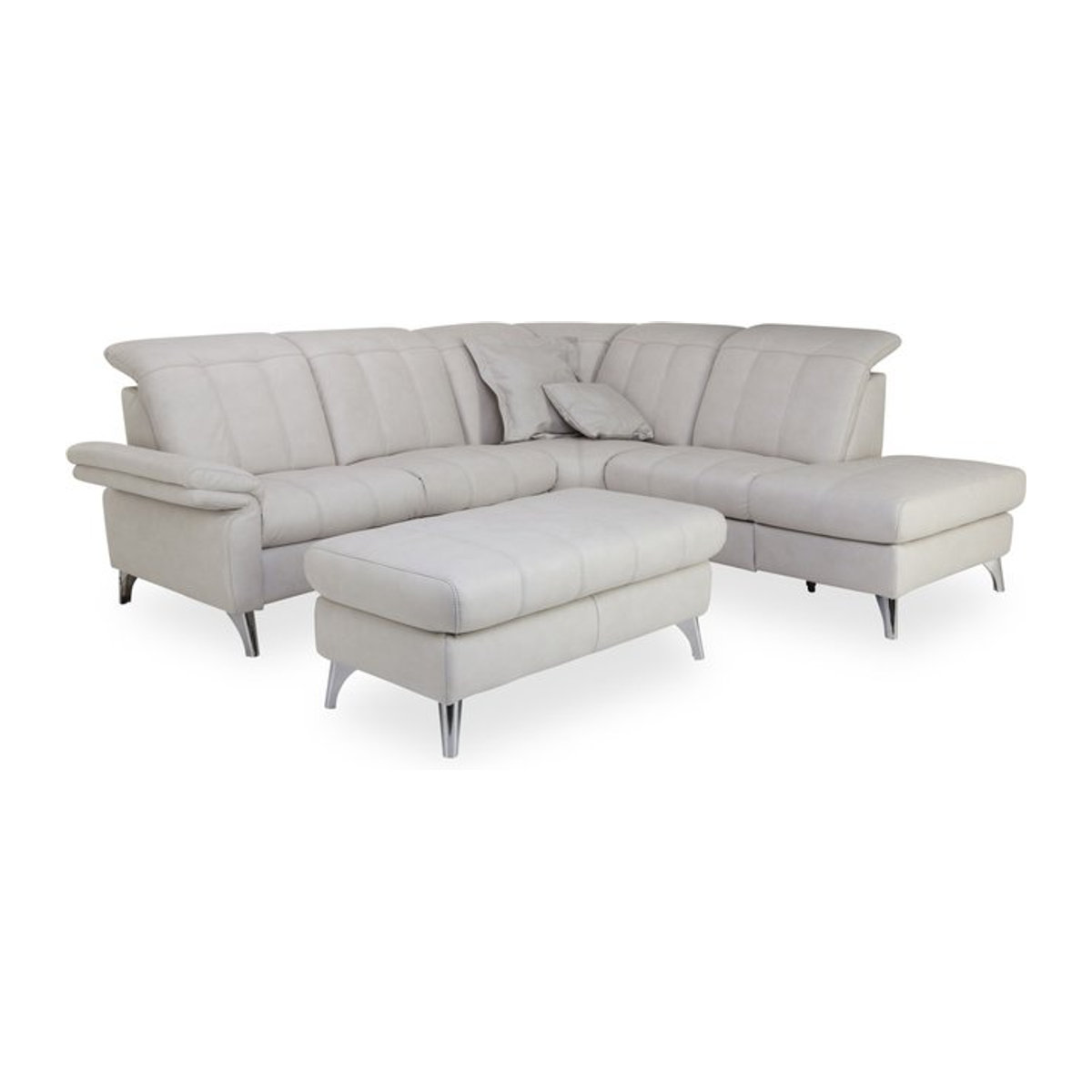 Polsterecke PARA von polsteria, Ecksofa in Grau mit Chrom-Details, Stoffbezug aus Polyester, linksseitig, Modern - Bild 1