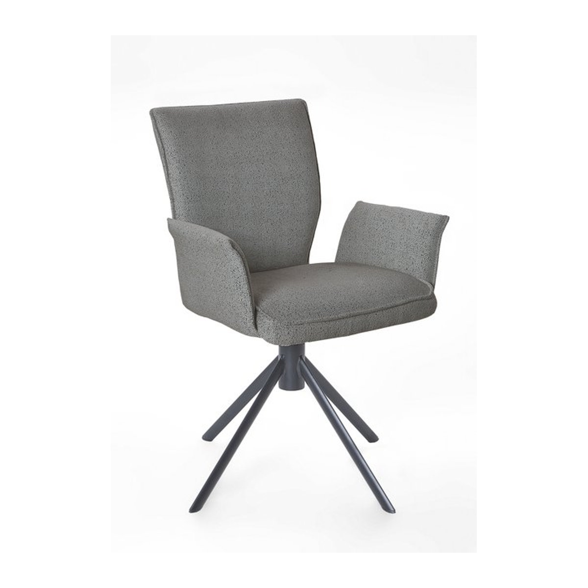 Polsterstuhl BRISTOL von NIEHOFF SITZMÖBEL in Grau Taupe Meliert aus Bouclé Stoff und Metall - Bild 1