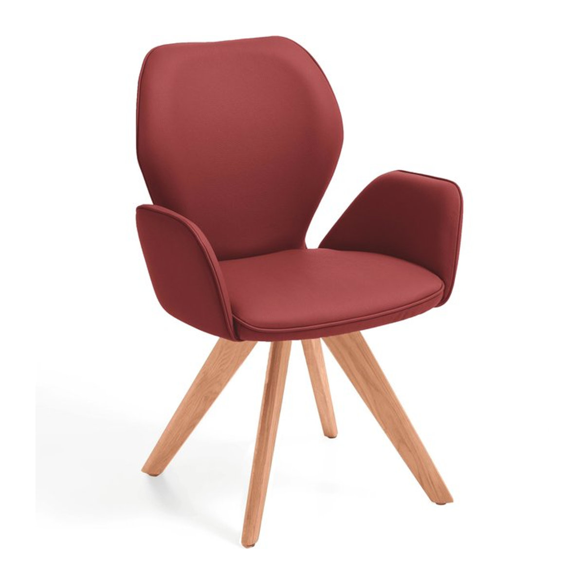 Polsterstuhl COLORADO von NIEHOFF SITZMÖBEL aus Echtleder in Rot mit Buche-Gestell im skandinavischen Design, Breite: 60 cm, Tiefe: 49 cm, Höhe: 92 cm - Bild 1