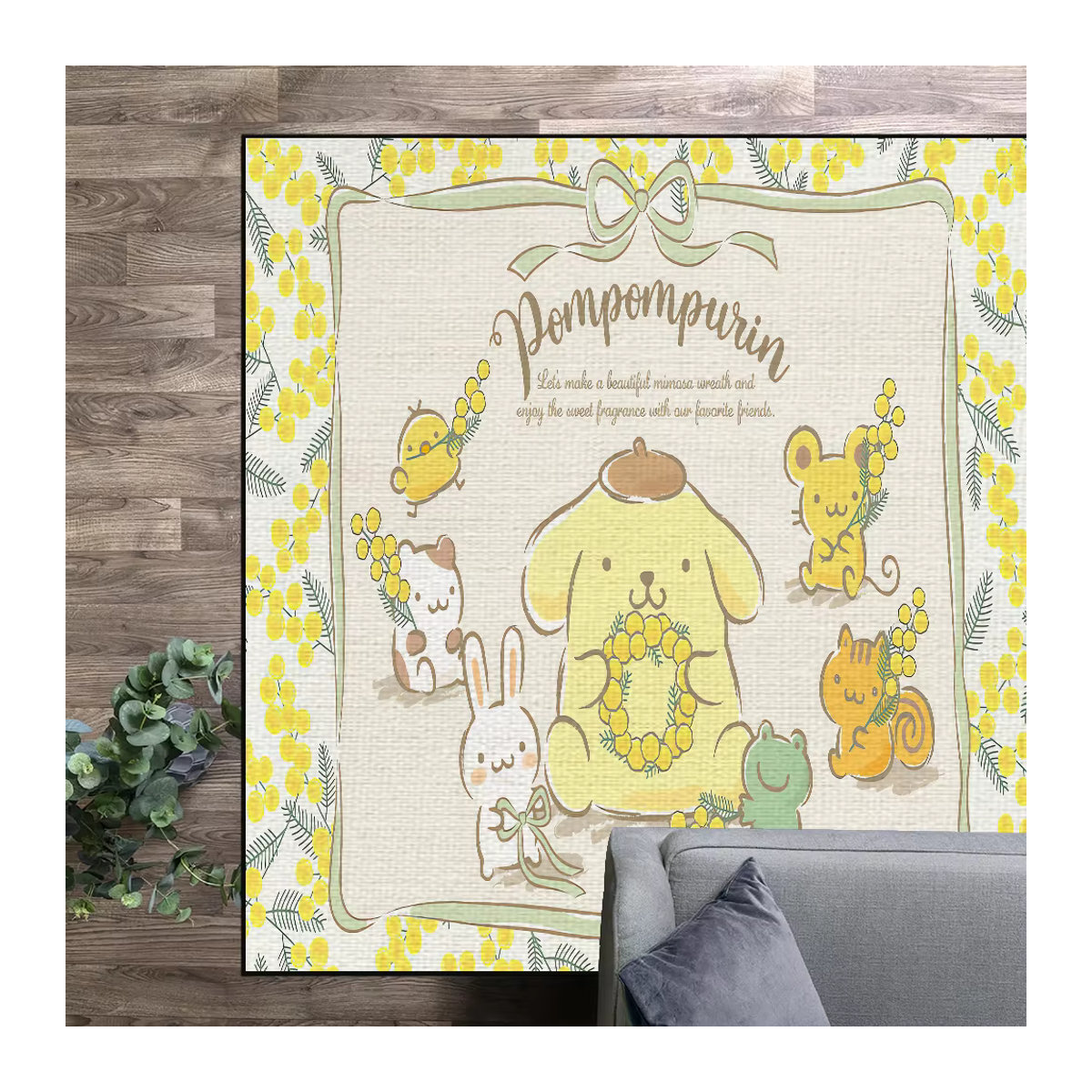 Pompompurin Cartoon Fußmatte in Gelb für Wohnzimmer, Schlafzimmer und Bad - Bild 2