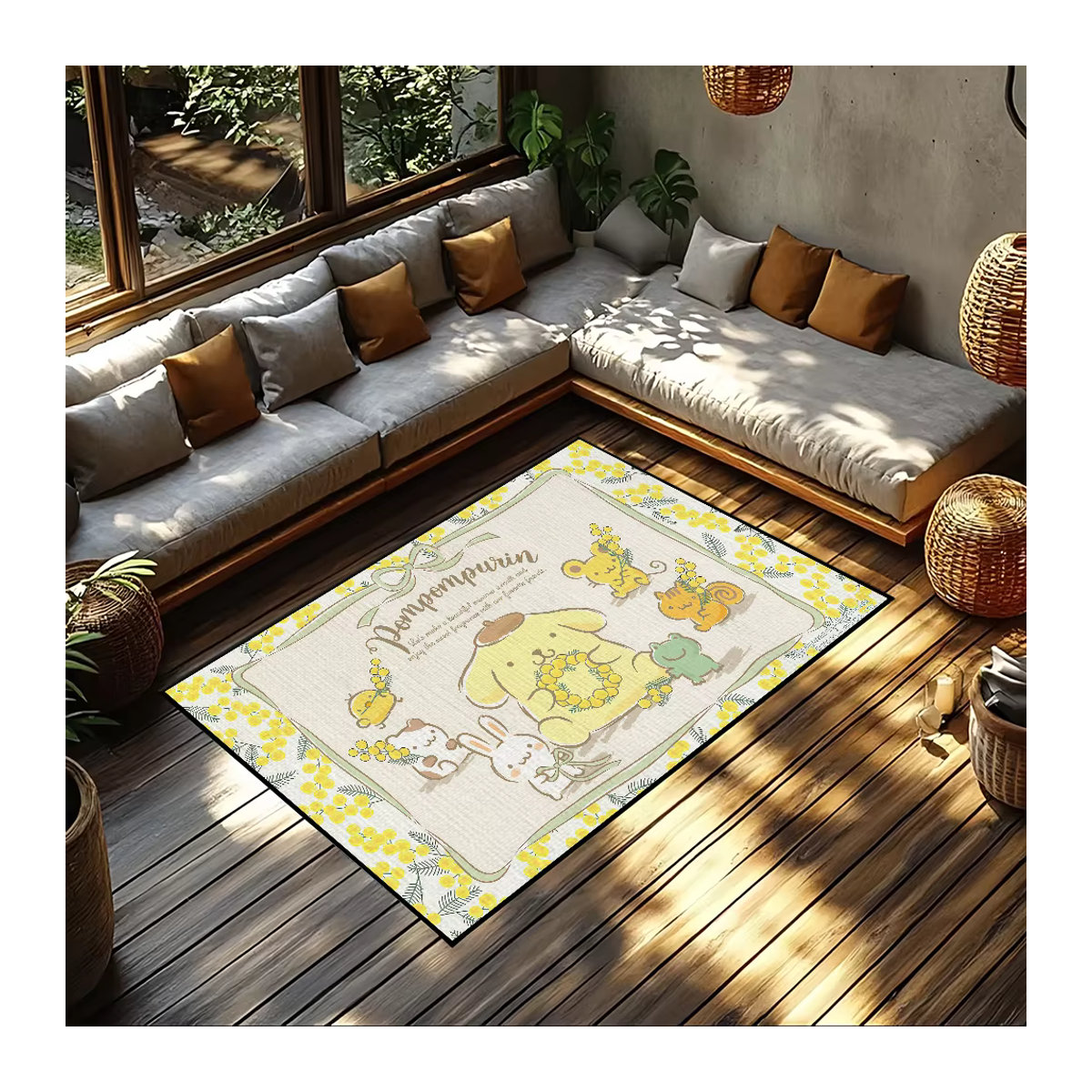 Pompompurin Cartoon Fußmatte in Gelb für Wohnzimmer, Schlafzimmer und Bad - Bild 4
