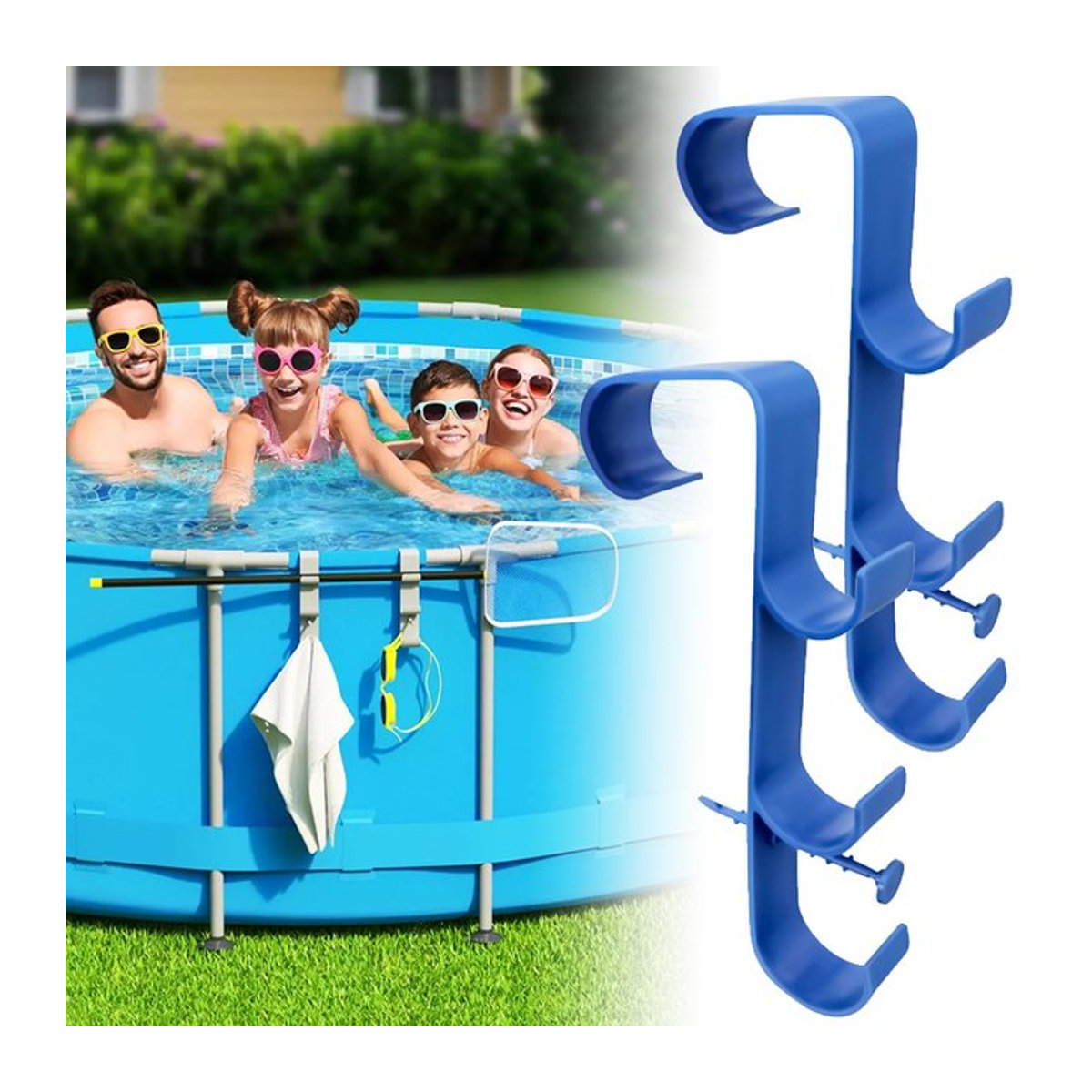 Pool am Pool Blattskimmer Netzhalter und Werkzeughalter aus Kunststoff in Blau - Bild 1